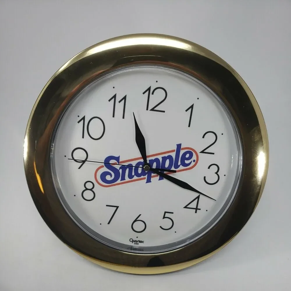 Snapple Round Wall Clock  Gold Vintage 1990s Rare Collectible New in Box 11